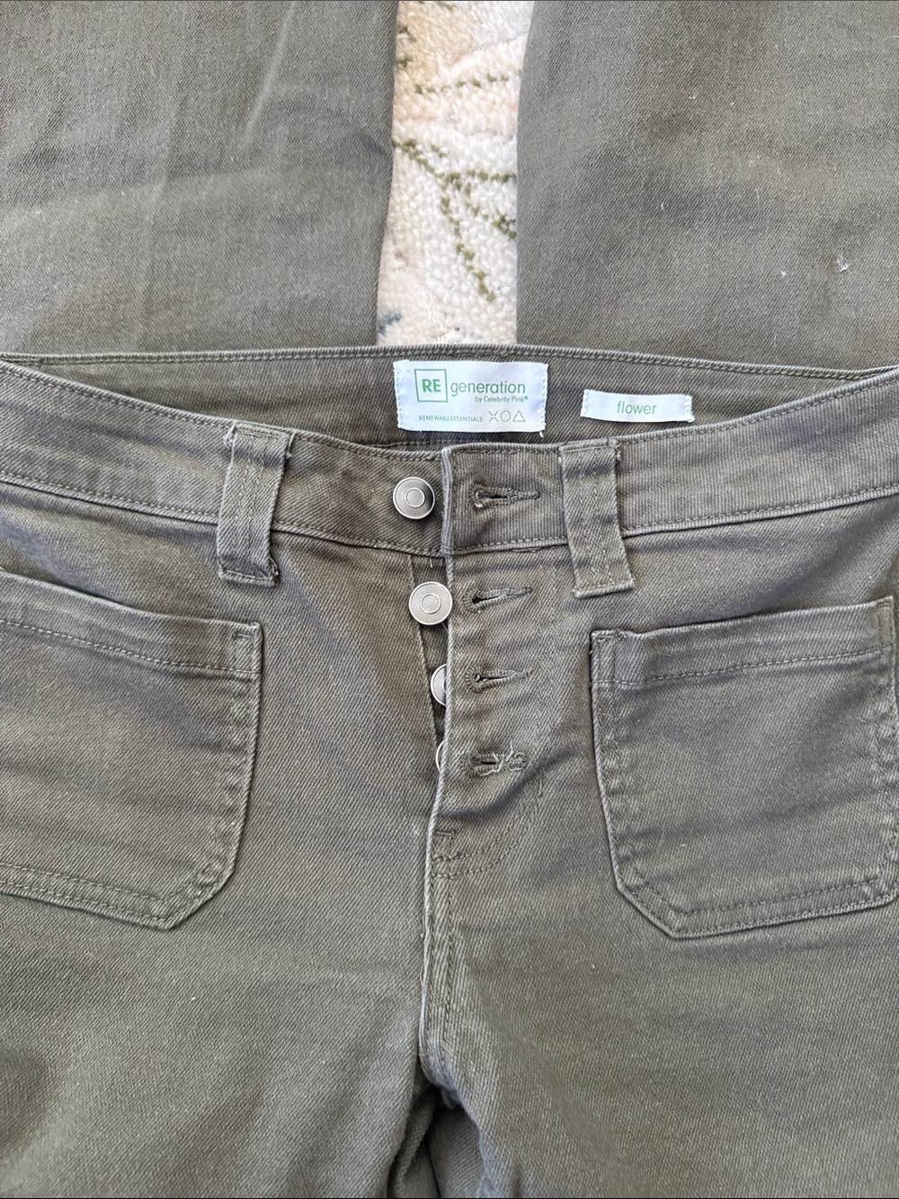 Celebrity Pink Olive Green Wide Leg Jeans